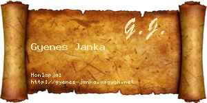 Gyenes Janka névjegykártya